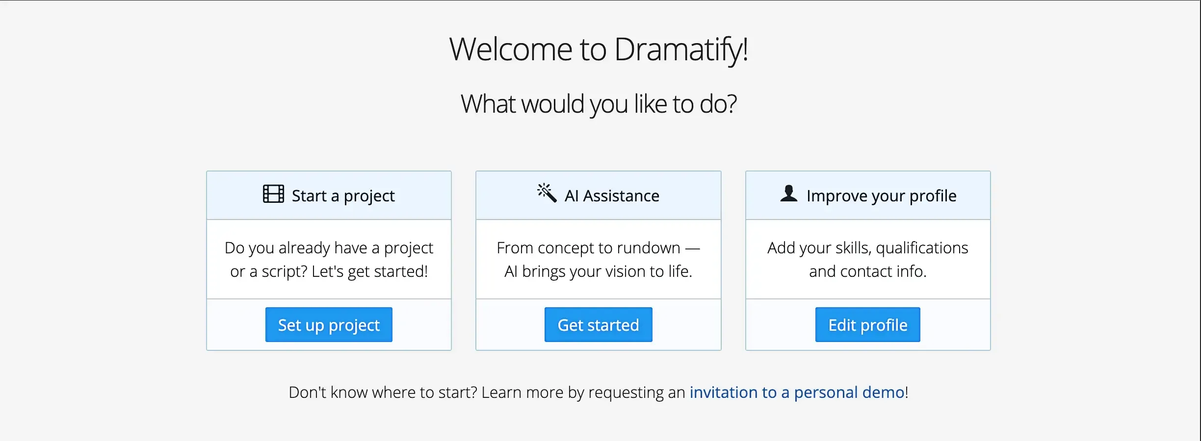 landing page of the dramatify app