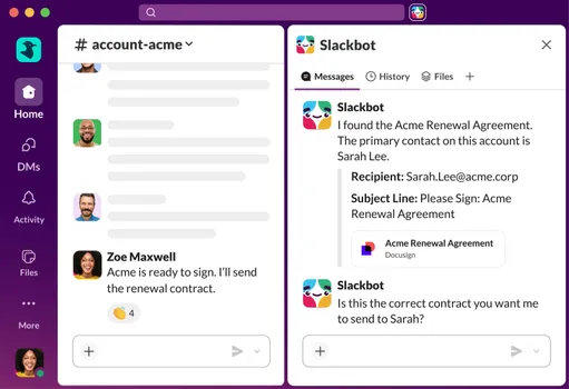 Dramatify Slack integration showing production updates and files in a Slack channel