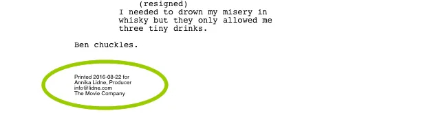 Tracking information in the printed screenplay